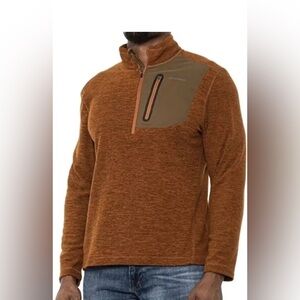 Eddie Bauer Brown Mens Cloud Quarter-Zip Anti Pill Pullover Size XXL